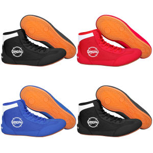High Top Boxing Shoes Men Children Sanda Combat Training Shoes Adult Wrestling Shoes Fitness Weightlifting Martial Arts Shoes