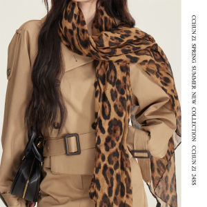 Millennial Retro Leopard Print Scarf Thin Female Style Spicy Girl Scarf Hong Kong Style Shoulder Shawl Summer Warmth Glue Fiber