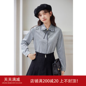 เสื้อเชิ้ตทรงตรงแขนยาวสไตล์หวานสำหรับผู้หญิง ฤดูใบไม้ร่วง/ฤดูหนาว เสื้อเชิ้ตผู้หญิงทรงเข้ารูปสไตล์ใหม่พร้อมกระดุมและลูกไม้