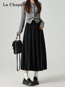 La Chapelle | Black Wool Flower-shaped Skirt High-waisted Elastic