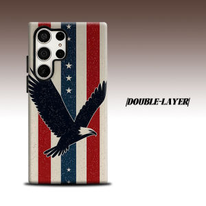 Retro Eagle Flag For Samsung Galaxy S26 S25 S24 A56 A36 Dual Layer Luxury Fashion Full Lens Protective Case