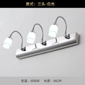 Led Mirror Front Light Punch-Free Double-Headed/Three-Head Simple Stainless Steel Bathroom Bathroom Makeup Light Telescopic Mirror Cabinet Light