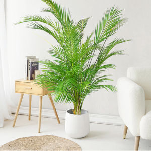 125cm Large Artificial Palm Tree Tropical Plants Branch Plastic Fake Leaves Green Monstera For Christmas Home Garden Room Decor