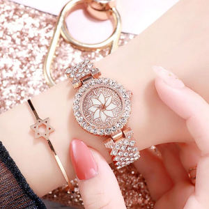 Fashion Women Bracelet Watch Quartz Wristwatch Luxury Rhinestone Rose Gold Ladies Watch Set Korean Trend Gift for Women⚡PH deliveryIn stock⚡