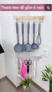 Thanh Treo Dán Tường Nhà Tắm Nhà Bếp 6 Móc DASEP