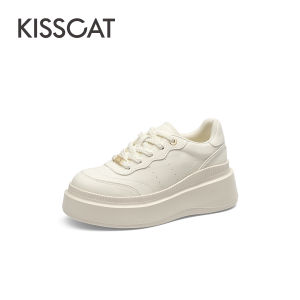 Kiss Cat Thick Bottom Flat Shoes Casual Sneakers Increased Height Candy Colored Upper Cloth Lined round Toe Spring Summer