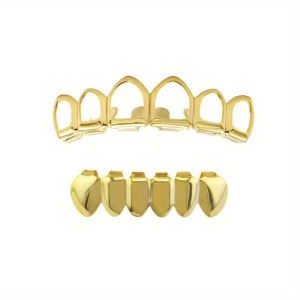 A Set Of Fashionable Six-Tooth Hollowed-Out/Smooth Lower Teeth Hip-Hop Tooth Ornaments Stage Props And Festival Gifts