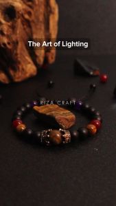 ROJO BRACELET Gelang Kewibawaan dan Pengasihan Tingkat Tinggi Batu Kristal Alam Onyx Hitam Tiger Eye Kecubung Garnet ASLI Original