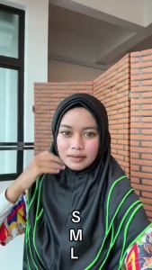 dssarzalheejab Black yellow line Sports Hijab Tudung Sukan Cepat Kering dan Selesa