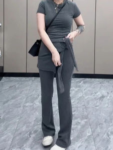 Quần Ống Loe Cạp Cao Cho Nữ Mùa Xuân 2025 Phong Cách Mới Dáng Rộng Thoải Mái Chất Liệu Polyester Quần Dài Thường Ngày