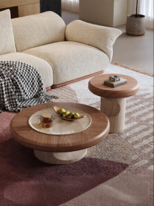 VANSO | Retro High-end Sensibility Stone Marble Round Coffee Table Combination