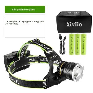 999000000LM Đèn Pha LED Công Suất Cao Có Thể Sạc Lại Màu Trắng Siêu Sáng + Ánh Sáng Vàng Có Thể Phóng To 18650 Pin Cắm Trại Câu Cá Đèn Pha