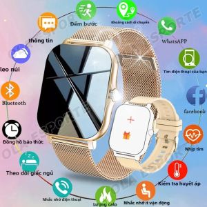 Đồng Hồ Thông Minh Dành Cho Nam Và Nữ Chống Nước Gọi Điện Không Dây Thể Thao Ngoài Trời Có Nhắc Nhở Tin Nhắn Theo Dõi Nhịp Tim Màn Hình IPS 1.85 Inch