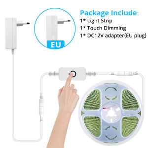 COB LED Strip 12V Touch Dimmable Linear Ribbon Lamp 8mm Width Flexible Adhesive Backing Led Light Strip with Power Supply
