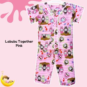 Dimari Baju Tidur Anak Perempuan Usia 1-12 Tahun Model Terbaru Motif Labubu Together
