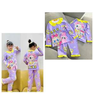 (12-46kg) Bộ dài tay cài nút bé gái thun lạnh mềm mịn mát bền đẹp- Đồ ngủ bé gái (229)