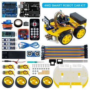 LAFVIN สำหรับ Arduino รถหุ่นยนต์โครงการเขียนโปรแกรม R3 UNO ชุดหุ่นยนต์ 4WD
