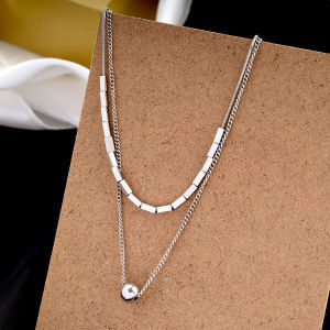 Titanium Steel Non-Fading Double Layered Necklace Womens Luxury Trendy Hip Hop Clavicle Chain Metal Jewelry Stackable