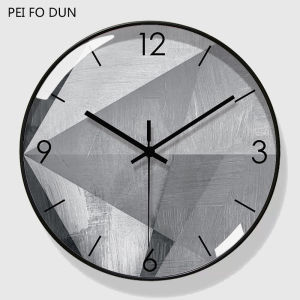 Wall Clock Living Room Home Electric Wave Fashion Clock Accessible Luxury Modern Minimalist Industrial Style Wall-Mounted Ultra-Quiet Gray Clock