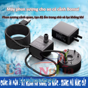Máy Tạo Sương Mù Siêu Âm Mini 5V cho Tiểu Cảnh Hồ Cá Hòn Non Bộ (Có/Không đèn LED)