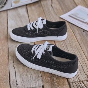 Breathable Casual Shoes Womens Low Cut Canvas Shoes Hollow out Thin Model Summer Fashionable Versatile Flat Knotting Design