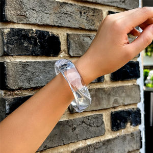 Vintage Coloful Irregular Acrylic Resin Chunky Bangles for Women Kpop Geometric Charm Bracelets Couple Jewelry Pulseras