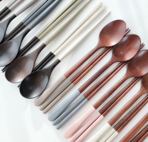 KOREA Pastel Color Wooden Spoon Chopsticks Set lacquered wooden spoon & chopsticks set Tableware Set Cutlery Utensils Eco-Friendly/Shipping from KOREA