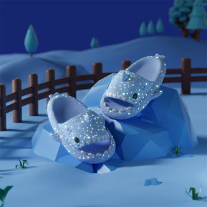 Fluorescence Shark Slippers Men Women Luminescent Thick Sole Slides Non-slip Flip Flops Couple Flats Shoes Soft Girl Boy Home Fun EVA Sandals Indoor Outdoor Beach Summer