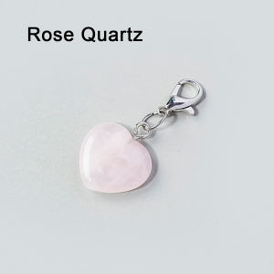 1PC Natural Gemstone Heart DIY Pendant Connector with Charms & Lobster Clasp Dual Purpose Jewelry Making Accessory Handmade Ba