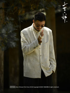 New Chinese Style Cotton Linen Embroidered Mens Zhongshan Suit Jacket High End Casual Plant Floral Pattern Youth Autumn Wear