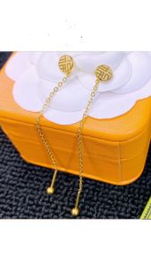 OYJR ต่างหูแฟชั่น ต่างหูโซ่สแตนเลสรูปแบบฟูสวยๆชุบทอง 18k