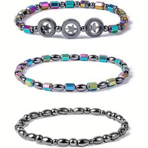 Vòng Chân Đá Hematite Từ Tính Giúp Giảm Cân Trang Sức Thủ Công Vòng Tay Kích Thích Huyệt Đạo Dành Cho Nam Và Nữ