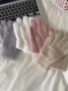 Fashion Winter Mink Velvet Five Finger Gloves Plush Warm Cold-proof Gloves Women Outdoors Cycling Solid Color Wistiti Mittens