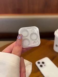 1PC Silver Glitter Camera Lens Protector for iPhone 17 16 15 14 13-11 Pro Max 9H HD Clear Full Cover Anti-Scratch Case Friendly