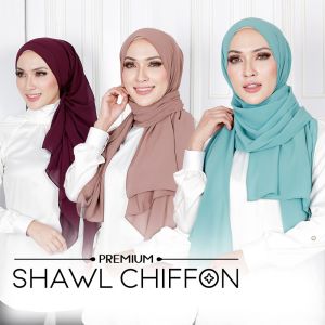 KM Women Iron Less Tudung Premium Shawl Chiffon Breathable Easy Laundry Muslimah Hijab [M3246]