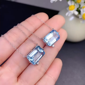 Montagne Jewelry Natural 10*14mm Topaz Pendant for women Square Simple Design Fine Jewellery 925 Silver Necklace