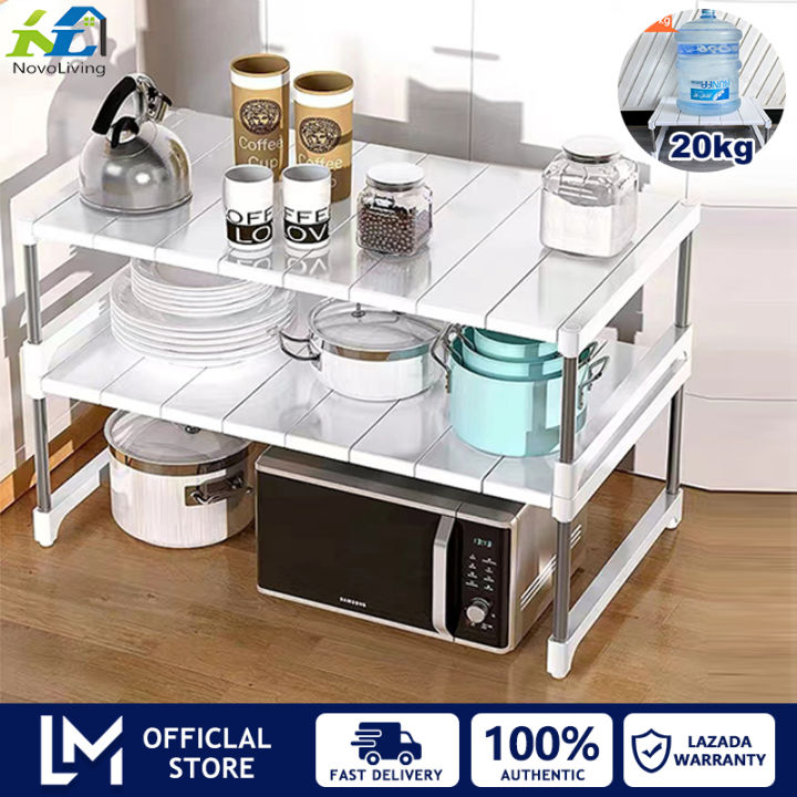 Novoliving Adjustable Kitchen Rack Organizer Storage Rack Retractable ...