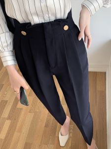 High Waist Slimming Drapey Straight Leg Suit Pants Womens Summer New Style Casual Nine Tube Pants Thin Model Office Wear