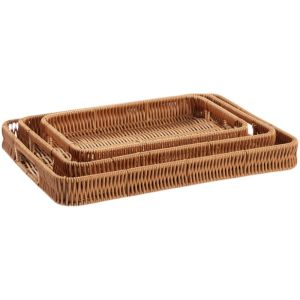 Rattan-Weave Storage Tray Bread Basket Tea Plate Bathroom Accessories Organizer Rectangle Living Room Coffee Table Miscellaneous Basket