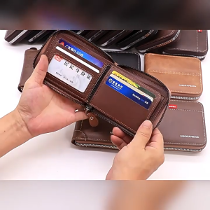 Classic Mens Short Wallet Multi-Card Holder Purse PU Leather Zipper Coin Wallets Card Dompet Lelaki Pendek Zip Beg Duit Syiling 男士錢包