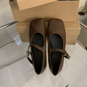 Retro Đầu Vuông Nông Giày Đơn Nữ Mùa Xuân Mùa Thu Hàng Mới Về Phong Cách Hàn Quốc Phong Cách Pháp Mềm Cổ Tích Flat