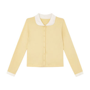 NIHAOKANONG | Áo Cardigan Len Tròn Cổ Màu Đối Chọi
