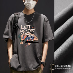 American Style Retro Hong Kong Street Heavyweight Pure Cotton round Neck Short Sleeve T-Shirt Men Summer Loose Fit Breathable