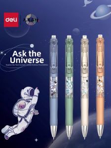 deli | Student Push-activated Quick-drying Smooth Ink Writing Pen with Astronaut Theme 0.5mm