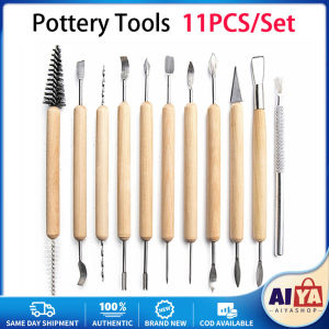 ★Same Day Shipping★ 11pcs Soft Clay Sculpture Pottery Tool DIY Handmade Carving Knife Set with Wooden Handle Ceramics Modeling Graving Tools LZC-Pottery-Tools