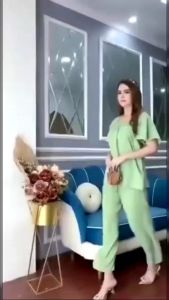 Oneset Fuji Cringkel Airflow Baju Setelan Wanita Kekinian Lengan Pendek Busui LD 110 cm