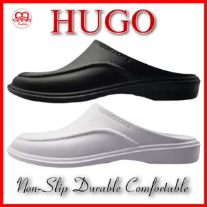 Hugo Duralite Men's Lightweight Waterproof Half-Shoes - Non-Slip Rubber Sole in Black and White - Model Size M (Height 182cm, Weight 78kg)