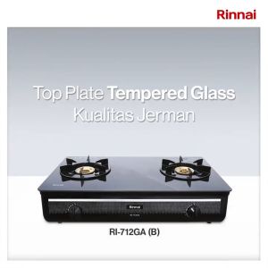 Kompor Rinnai 2 Tungku RI 712GAB Api Besar Tempered Glass