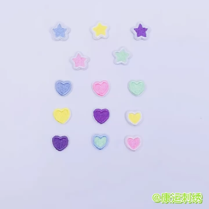 011 Sweet Heart Star Series Macaron Color DIY Embroidery Patches Sticker/ Ironing for Cloth Notebook Hat IPAD Phone  Bag Pack Cute Heart Shape Star Shape Design Self-adhesive fabric