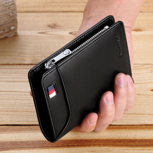 WILLIAMPOLO | Mens Genuine Leather Short Wallet Cards License Coin Holding